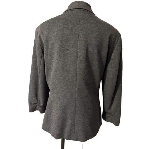 Kasper Suit Jacket Blazer 16 Gray 1 Button Stretch Ruched Sleeves - Picture 5 of 15